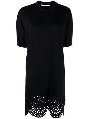 Stella McCartney broderie anglaise-trim T-shirt dress - Black