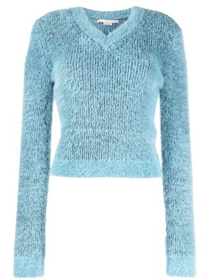 Stella McCartney brushed-effect ribbed-knit jumper - Blue