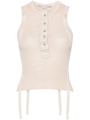 Stella McCartney button-up waffle-knit blouse - Neutrals