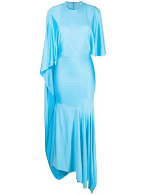 Stella McCartney cape-sleeve asymmetric maxi dress - Blue