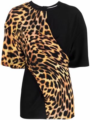 Stella McCartney cheetah print panel T-shirt - Black
