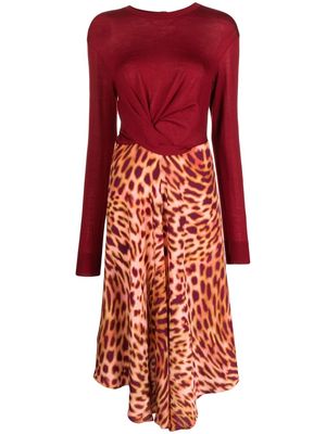 Stella McCartney cheetah-print twist-front dress - Red