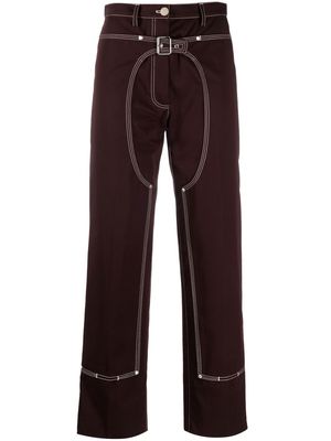 Stella McCartney contrast-stitch straight-leg trousers - Brown