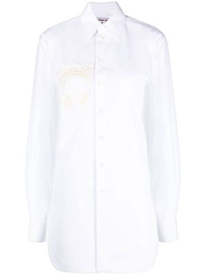 Stella McCartney crochet-patch long-sleeve shirt - White
