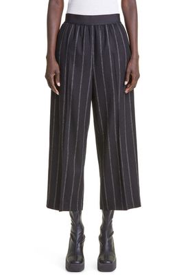 Stella McCartney Crop Pinstripe Wide Leg Wool Pants in 1000 Black