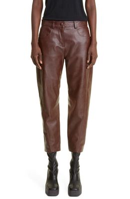 Stella McCartney Crop Straight Leg Faux Leather Pants in Mahogany