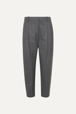 Stella McCartney - Cropped Pleated Wool Tapered Pants - Gray