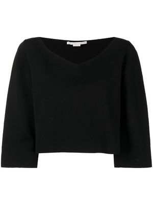Stella McCartney cropped V-neck knit jumper - Black