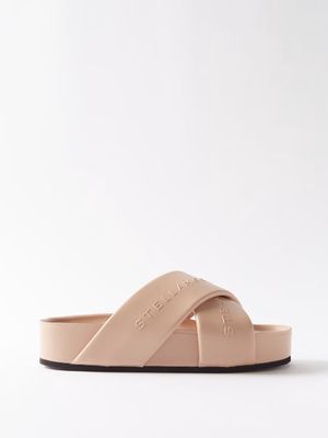 Stella Mccartney - Cross-strap Faux-leather Slides - Womens - Light Pink