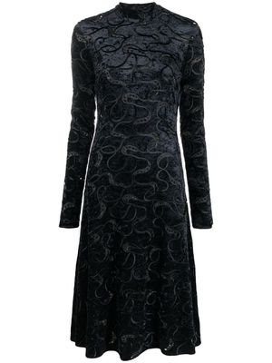 Stella McCartney crushed-velvet embroidered midi dress - Black
