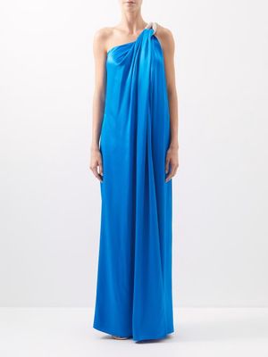 Stella Mccartney - Crystal-embellished Draped Satin Gown - Womens - Royal Blue