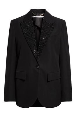 Stella McCartney Crystal Embellished Wool Tuxedo Jacket in 1000 - Black