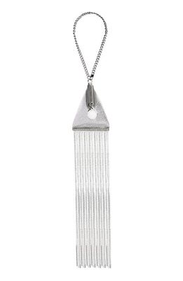 Stella McCartney Crystal Fringe Satin Triangle Pouch in Silver