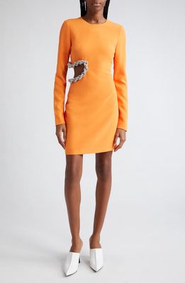 Stella McCartney Crystal Rope Cutout Long Sleeve Cady Minidress in 7501 - Bright Orange