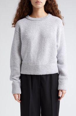 Stella McCartney Cutout Seed Stitch Sequin Wool Blend Crewneck Sweater in Grey