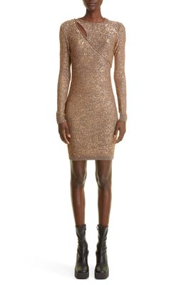 Stella McCartney Cutout Sequin Body-Con Knit Minidress in 1265 Grey/Gold