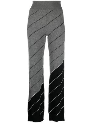 Stella McCartney diagonal-stripe wool flared trousers - Grey
