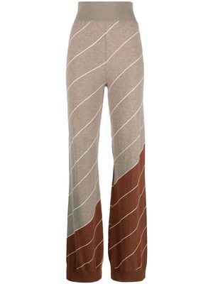 Stella McCartney diagonal-stripe wool flared trousers - Neutrals