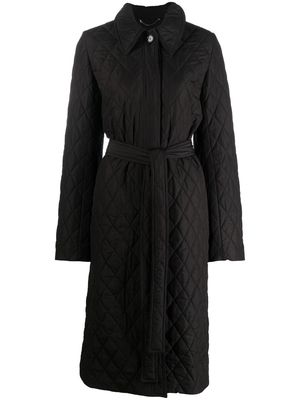 Stella McCartney diamond-quilted belted coat - Black