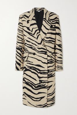 Stella McCartney - Double-breasted Zebra-print Woven Coat - Animal print