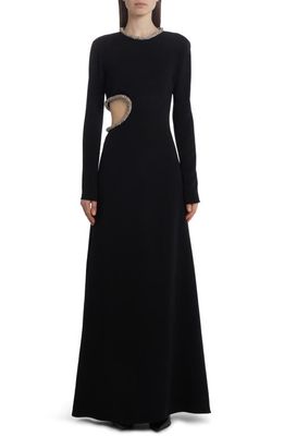Stella McCartney Embellished Long Sleeve Cutout Gown in Black