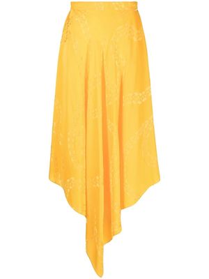 Stella McCartney Falabella chain-print asymmetric midi skirt - Yellow