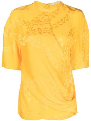 Stella McCartney Falabella chain-print short-sleeved blouse - Yellow