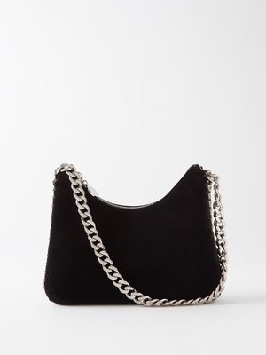 Stella Mccartney - Falabella Crystal-embellished Velvet Shoulder Bag - Womens - Black