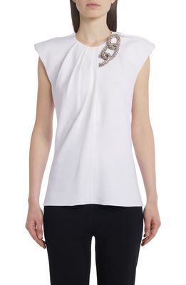 Stella McCartney Falabella Crystal Links Knit Top in 9001 White