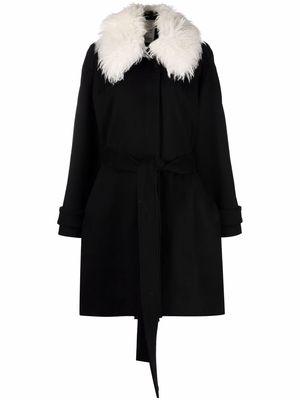 STELLA MCCARTNEY faux fur collar coat - Black