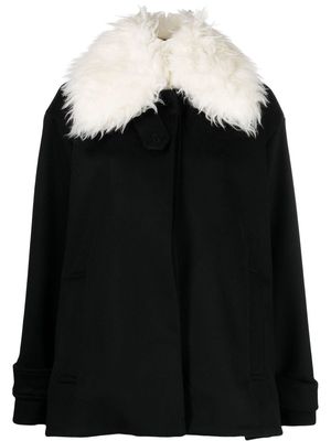 STELLA MCCARTNEY faux-fur collar wool coat - Black