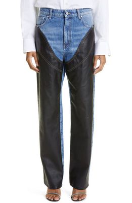 Stella McCartney Faux Leather Chap Nonstretch Jeans in Blue Multicolor