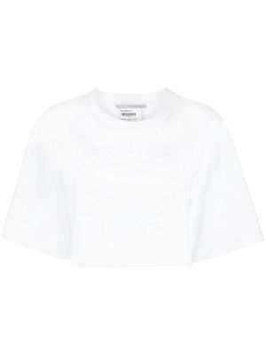 Stella McCartney flocked-logo cropped T-shirt - White