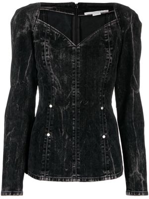 Stella McCartney flocked velvet denim blouse - 1082 - WASHED BLACK