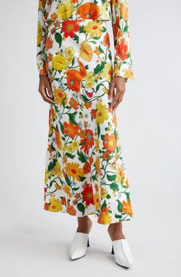 Stella McCartney Flora Print Midi Skirt in 7504 - Multicolor Orange