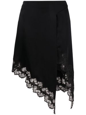 Stella McCartney floral-appliqué asymmetric skirt - Black
