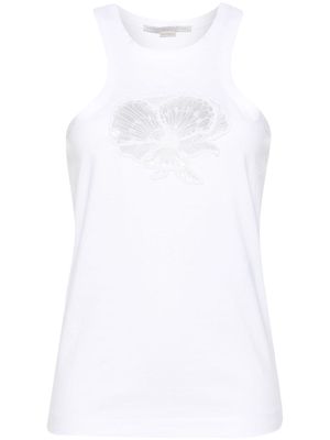 Stella McCartney floral-embroidered cotton tank top - White
