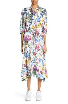 Stella McCartney Floral Print Handkerchief Hem Shirtdress in 8475- Multicolor