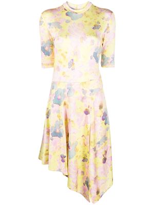 Stella McCartney floral-print mock-neck dress - Yellow