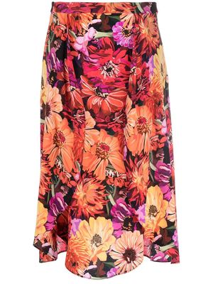 Stella McCartney floral-print petal midi skirt - Red