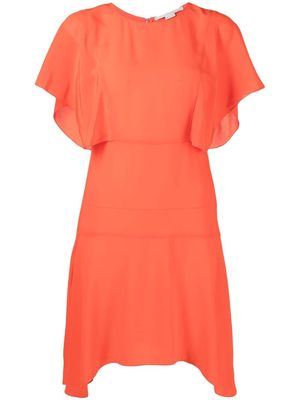 Stella McCartney flounce-sleeve silk dress - Orange