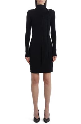 Stella McCartney Fringe Detail Long Sleeve Sweater Dress in Black