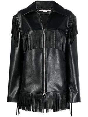 Stella McCartney fringe-detail zip-up jacket - Black