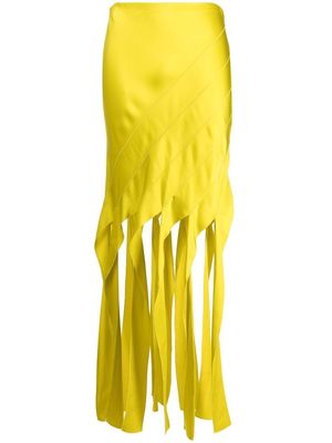 Stella McCartney fringe-hem satin-finish skirt - Yellow