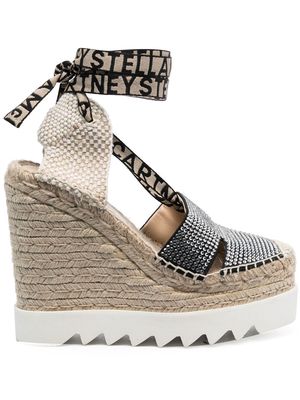 Stella McCartney Gaia crystal-embellished wedge espadrilles - Neutrals