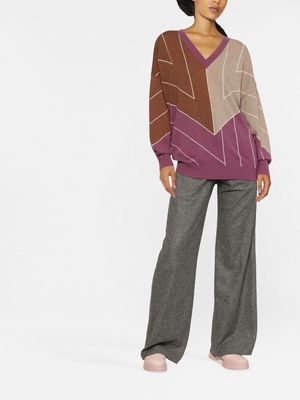Stella McCartney geometric-jacquard knit jumper - Purple