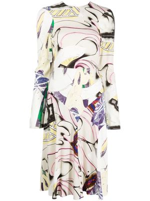 Stella McCartney graphic-print long-sleeve dress - Neutrals