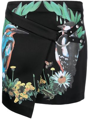 Stella McCartney graphic-print wrap mini skirt - Black