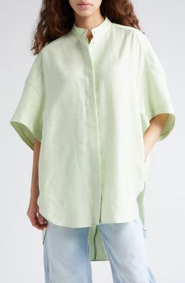 Stella McCartney High-Low Button-Up Tunic Shirt in Light Mint