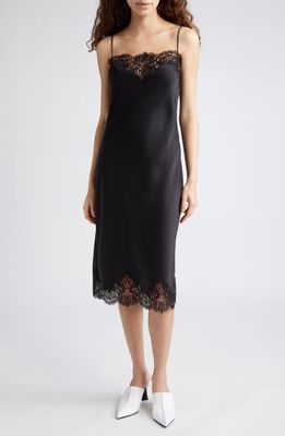 Stella McCartney Iconic Guipure Lace Trim Double Face Satin Dress in 1000 - Black